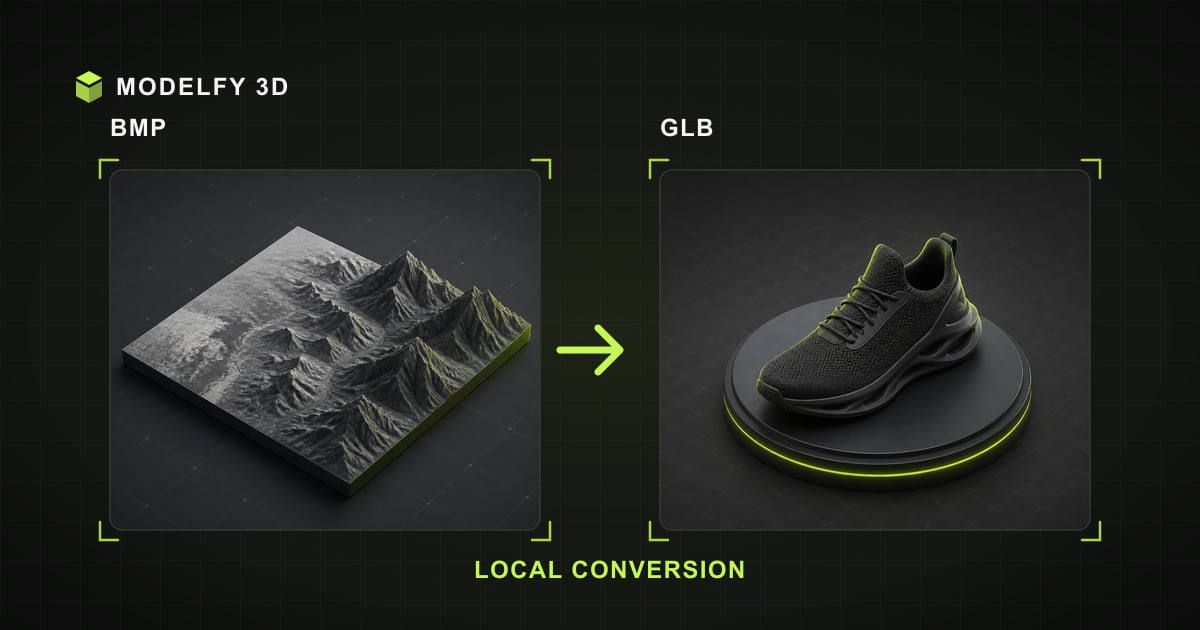 Browser-local BMP to GLB conversion illustration