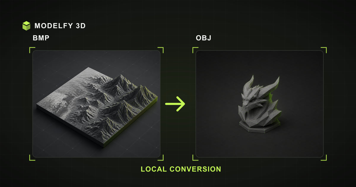 Browser-local BMP to OBJ conversion illustration
