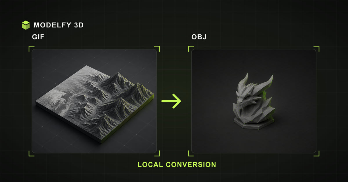 Browser-local GIF to OBJ conversion illustration