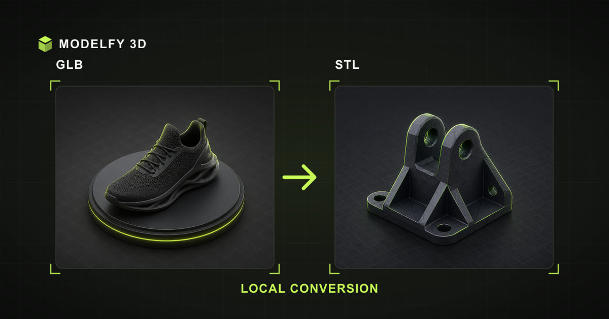 Browser-local GLB to STL conversion illustration