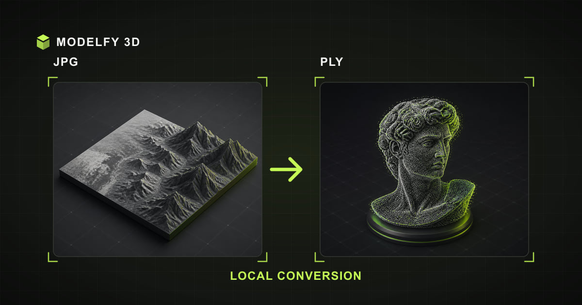 Browser-local JPG to PLY conversion illustration