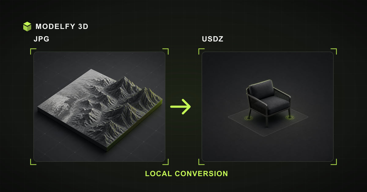 Browser-local JPG to USDZ conversion illustration