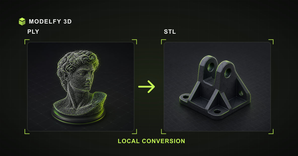 Browser-local PLY to STL conversion illustration