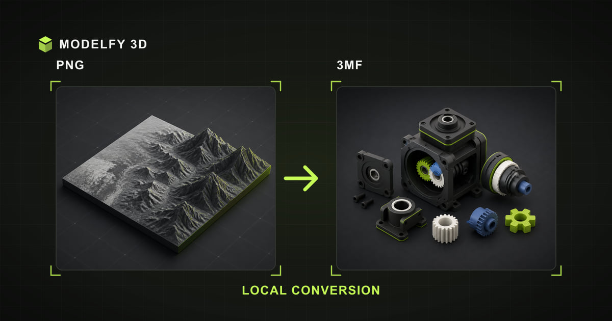 Browser-local PNG to 3MF conversion illustration