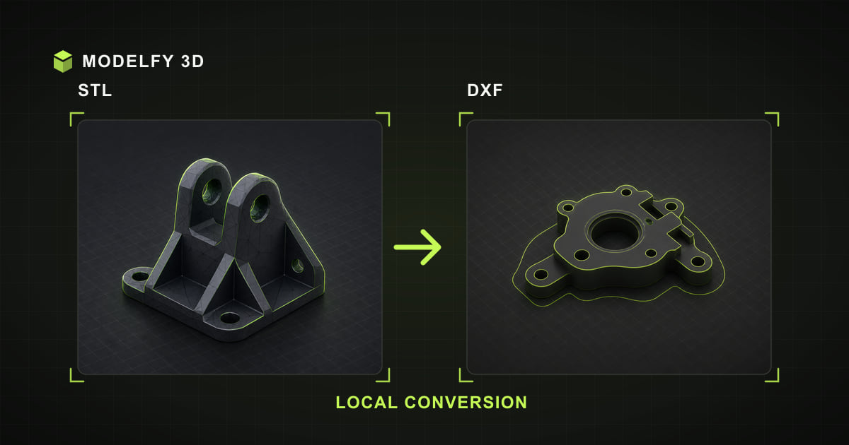 Browser-local STL to DXF conversion illustration