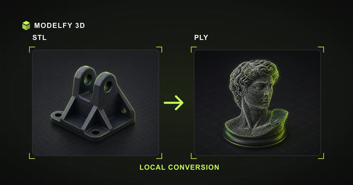 Browser-local STL to PLY conversion illustration