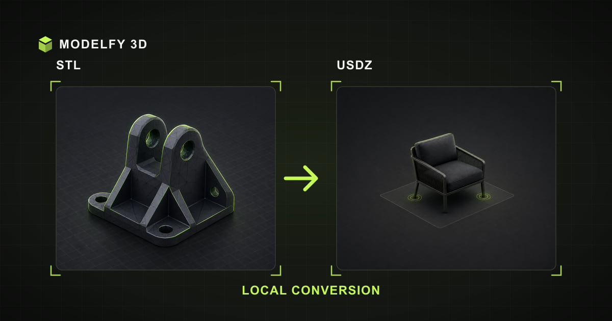 Browser-local STL to USDZ conversion illustration