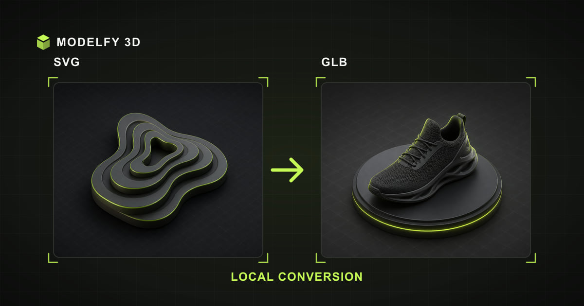 Browser-local SVG to GLB conversion illustration