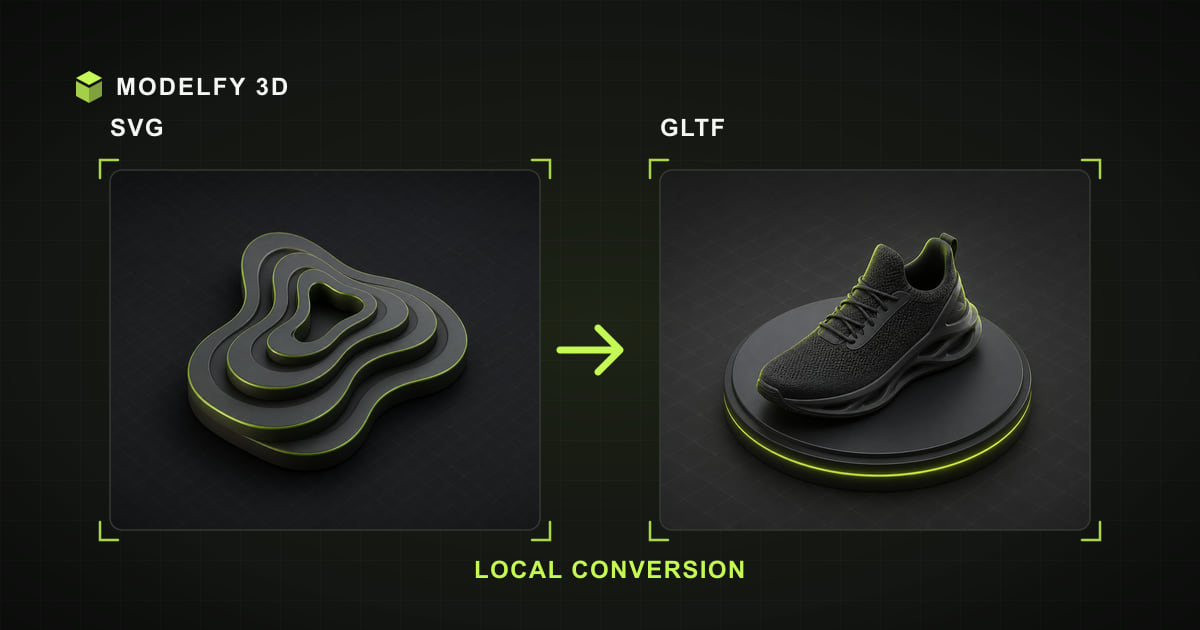 Browser-local SVG to GLTF conversion illustration