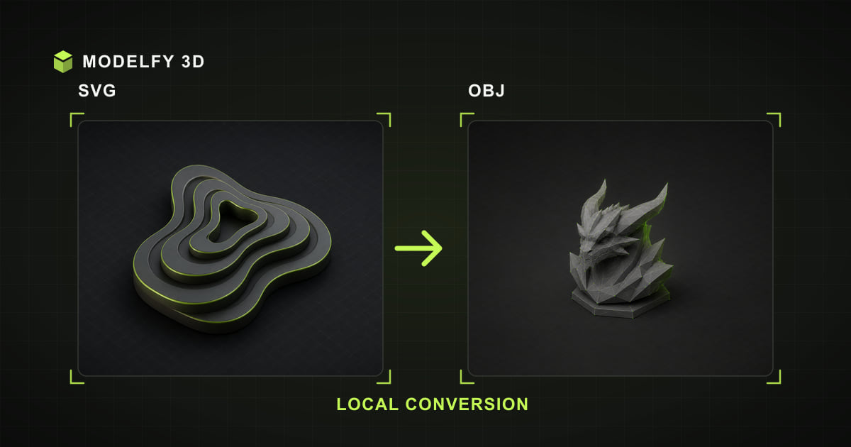 Browser-local SVG to OBJ conversion illustration
