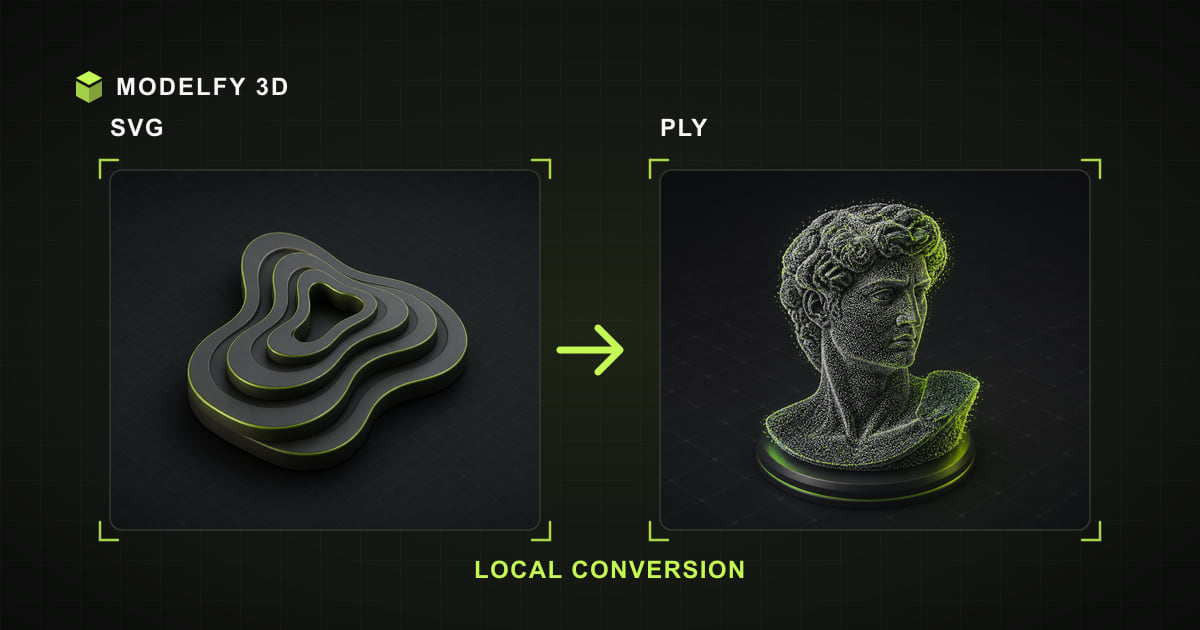 Browser-local SVG to PLY conversion illustration