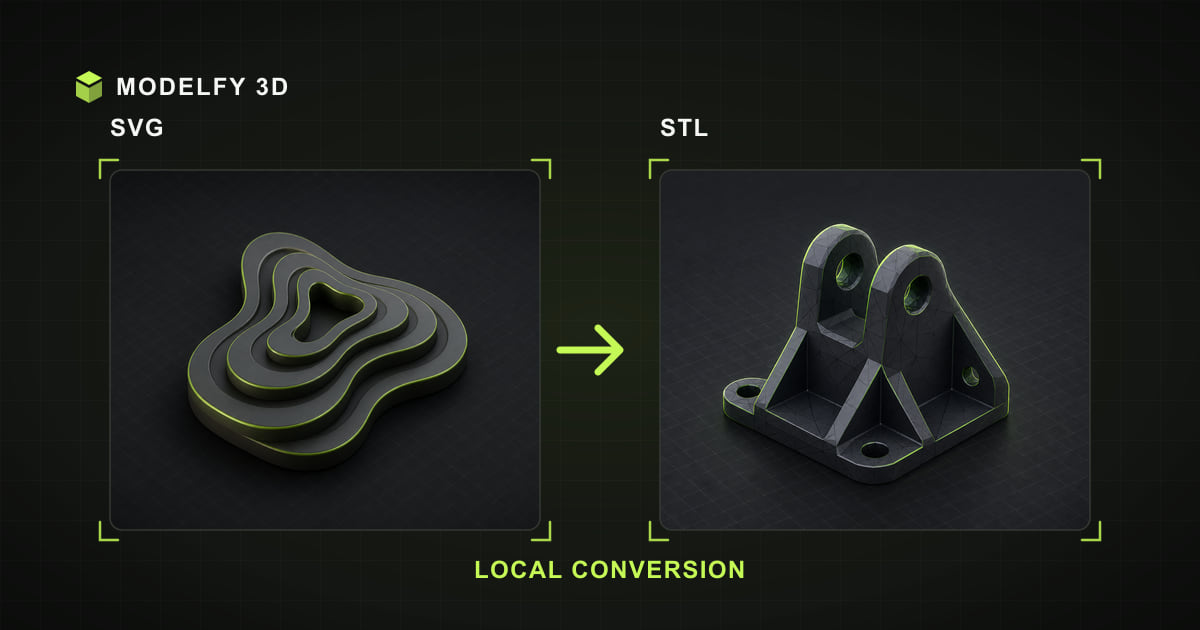 Browser-local SVG to STL conversion illustration