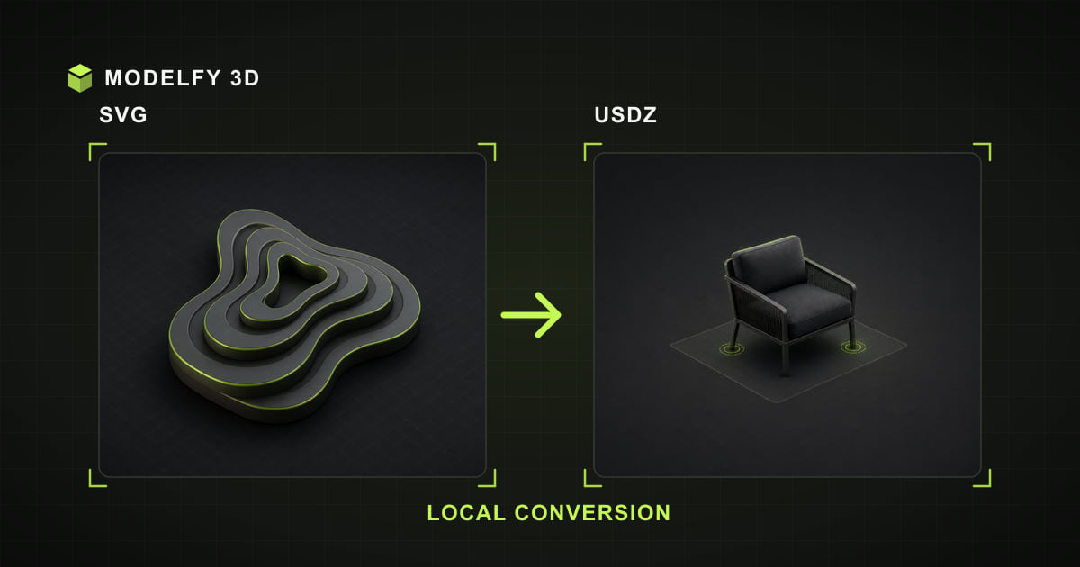 Browser-local SVG to USDZ conversion illustration