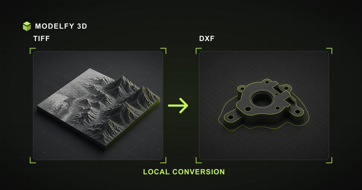 Browser-local TIFF to DXF conversion illustration