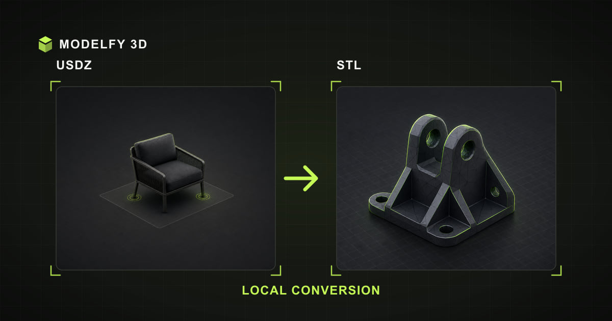 Browser-local USDZ to STL conversion illustration