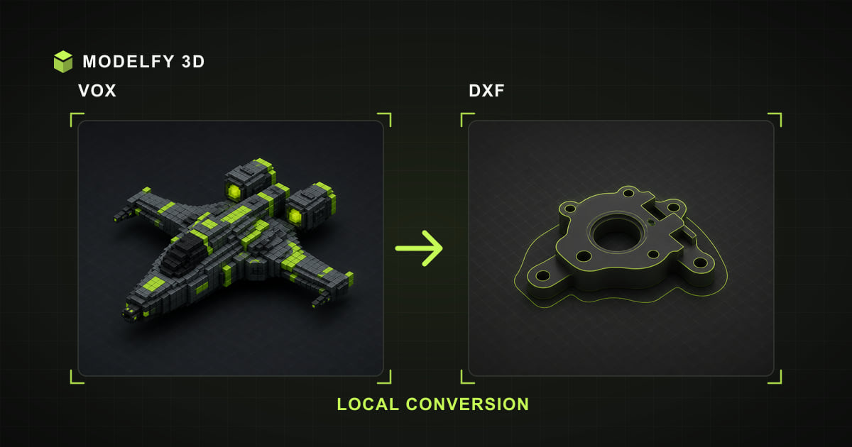 Browser-local VOX to DXF conversion illustration