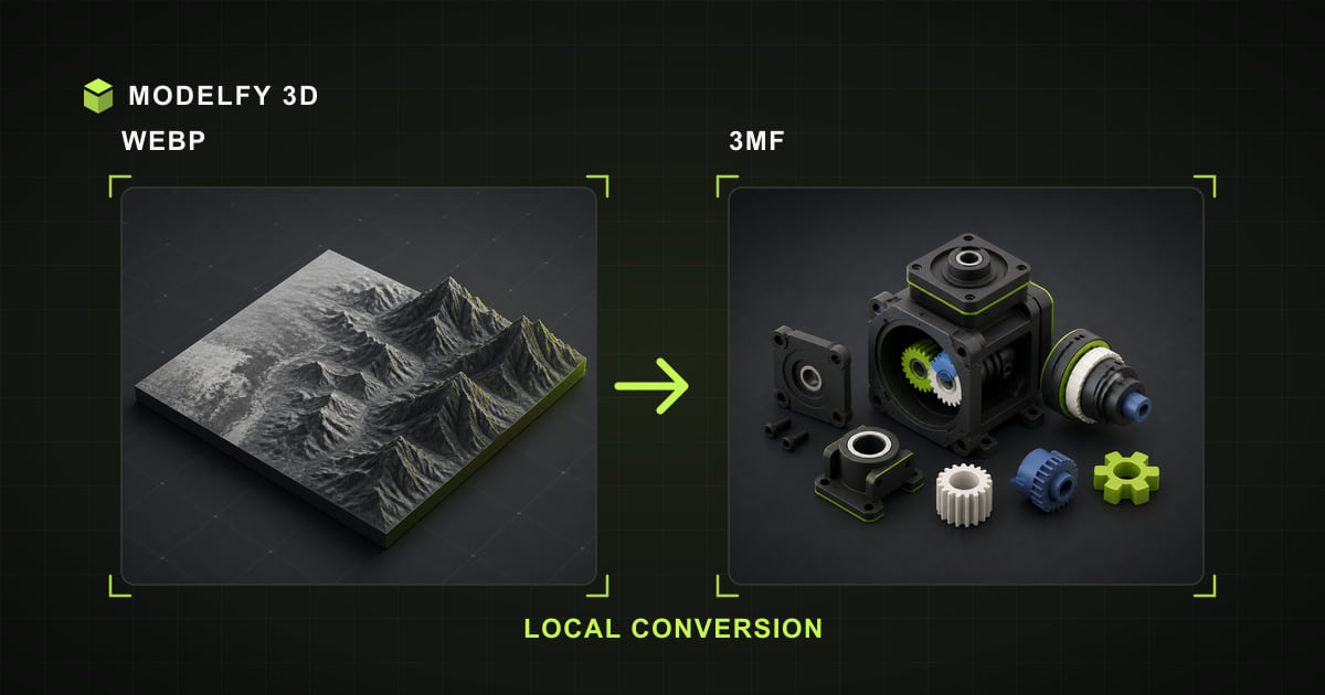 Browser-local WEBP to 3MF conversion illustration