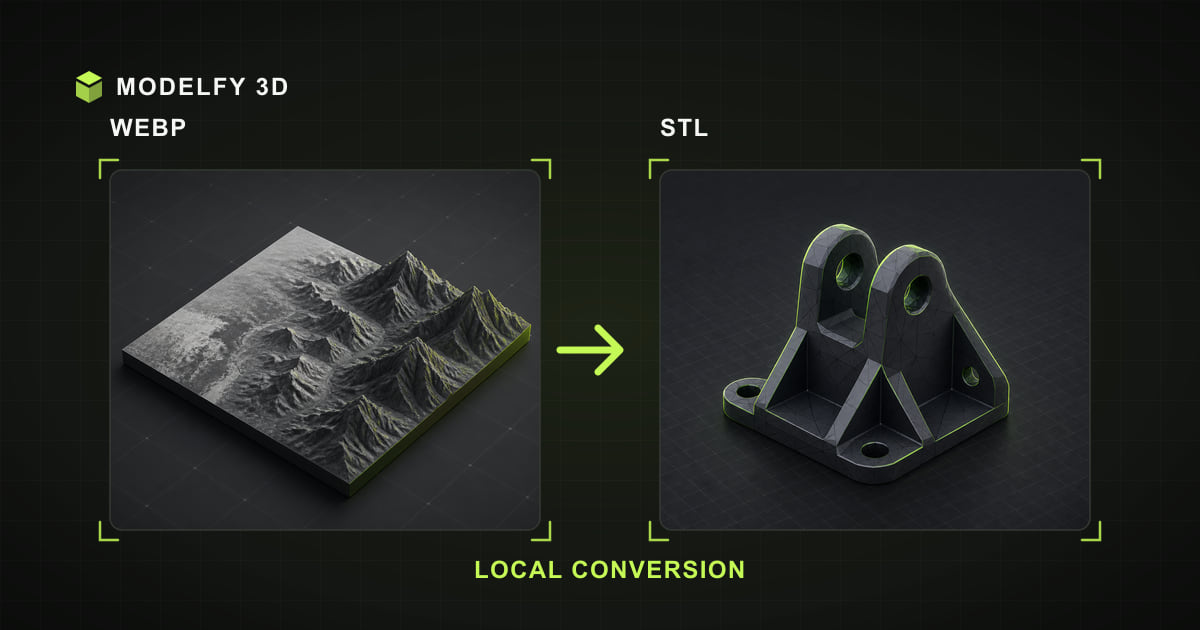 Browser-local WEBP to STL conversion illustration