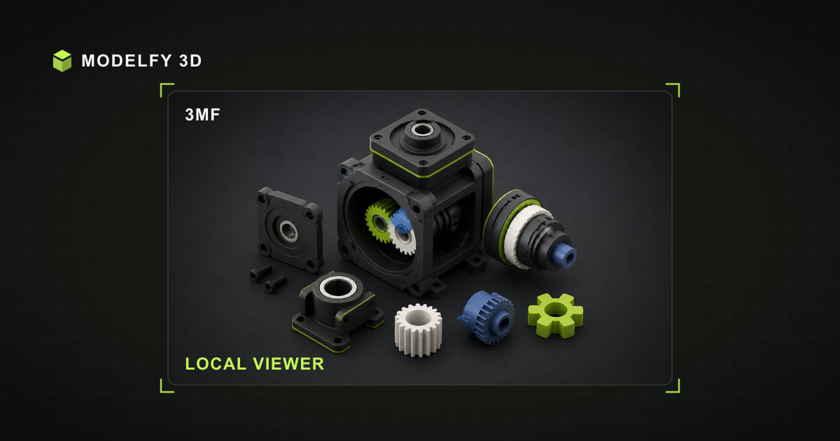 Isometric 3MF file illustration for Modelfy's local 3MF viewer