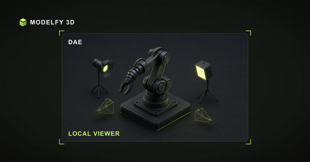 Isometric DAE file illustration for Modelfy's local DAE viewer