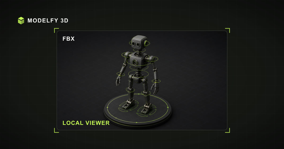 Isometric FBX file illustration for Modelfy's local FBX viewer