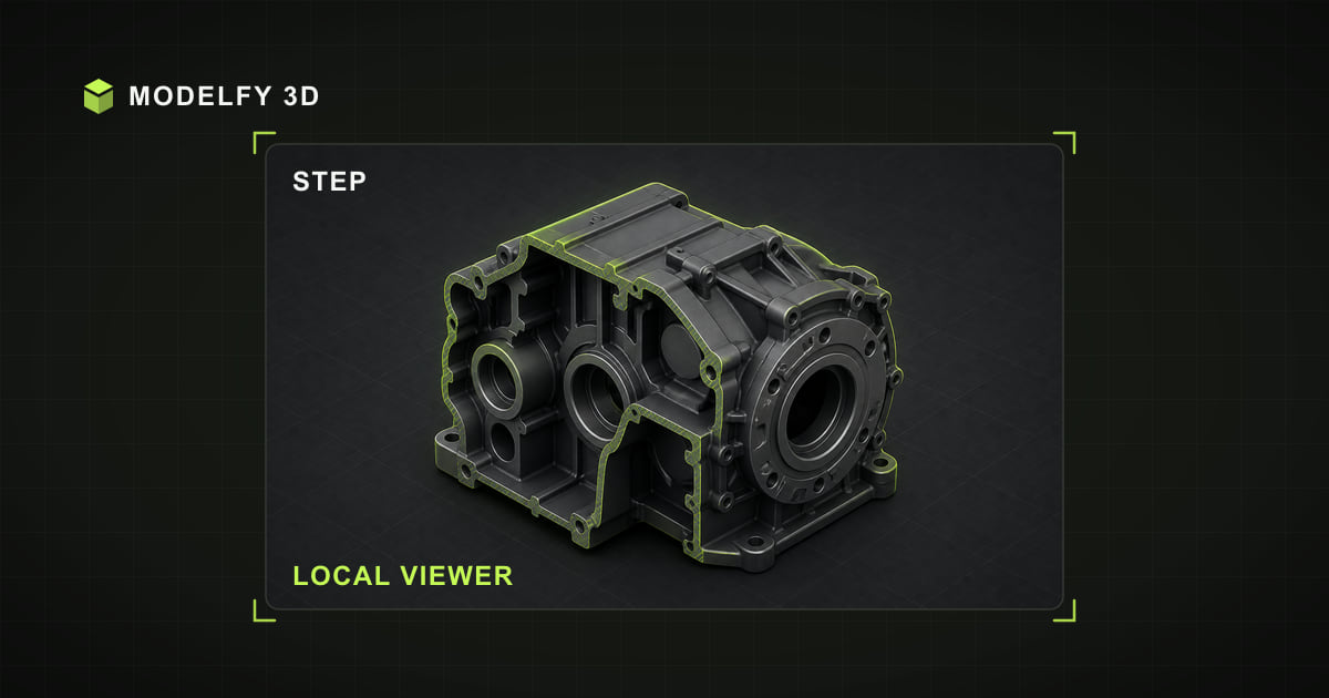 Isometric STEP file illustration for Modelfy's local STEP viewer