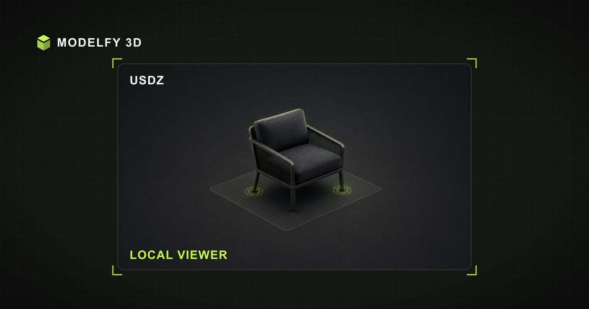 Isometric USDZ file illustration for Modelfy's local USDZ viewer