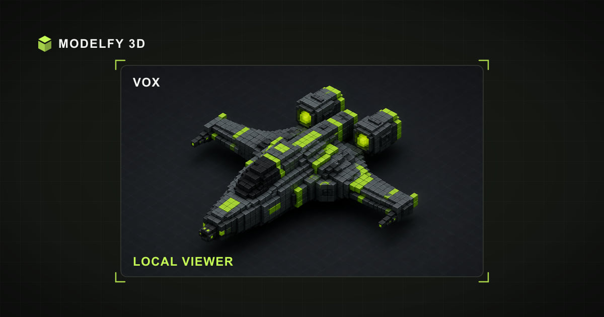 Isometric VOX file illustration for Modelfy's local VOX viewer